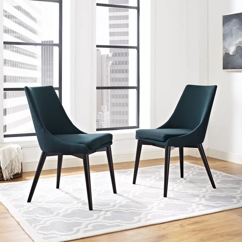 Azure Parsons Upholstered Side Chair with Tapered Wood Legs