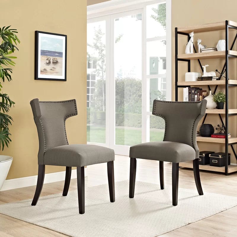 Taupe Brown Parsons High-Back Upholstered Side Chair