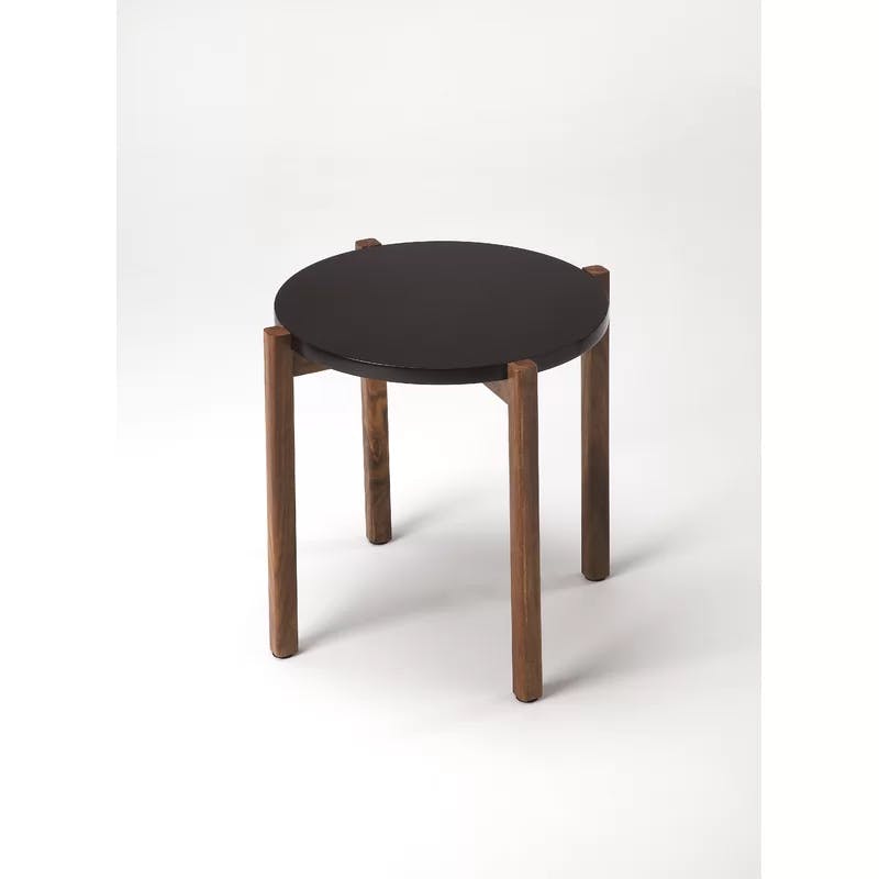 Santino 16" Round Wood & MDF Modern Butler Loft End Table