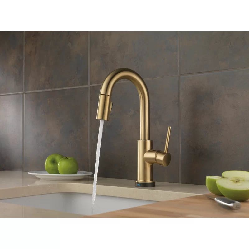 Modern Deck-Mounted Pull-Out Spray Faucet in Stainless Steel and Bronze