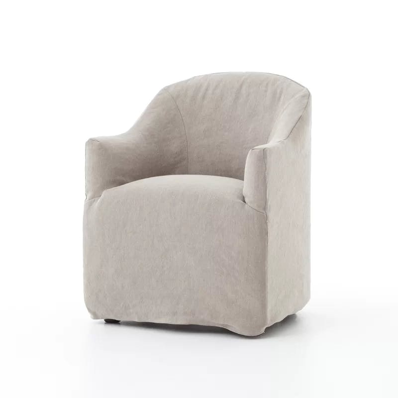 Elegant Beige Velvet Upholstered Wood Arm Chair 25.5"