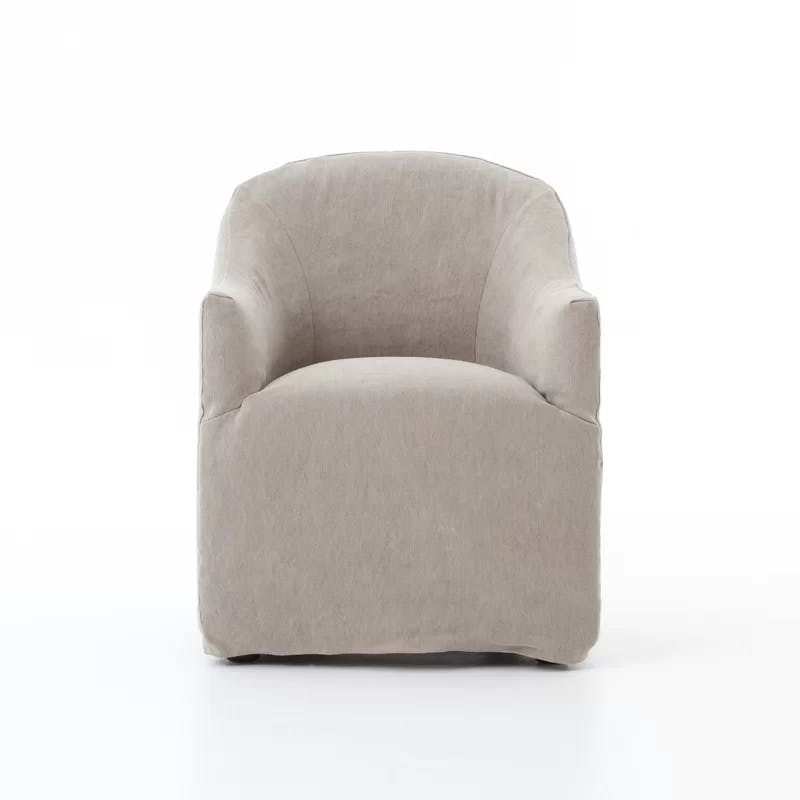 Elegant Beige Velvet Upholstered Wood Arm Chair 25.5"