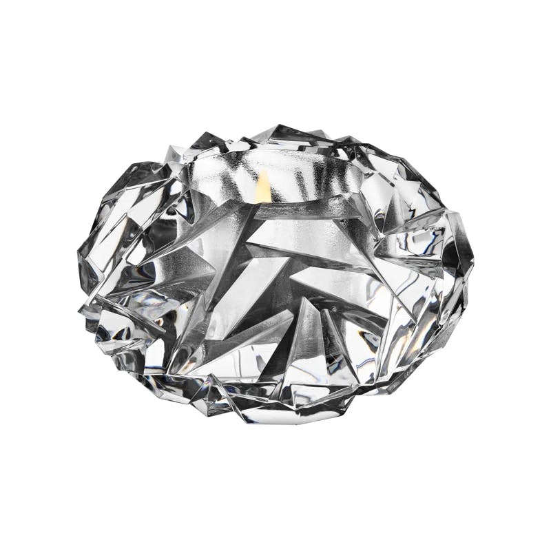 Carat 4.9" Glass Votive Holder with Cut Diamond Design