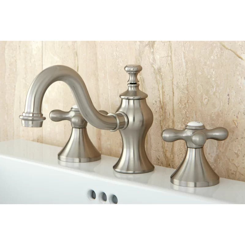 Elegant Polished Brass Widespread Bathroom Faucet with Cross Handles