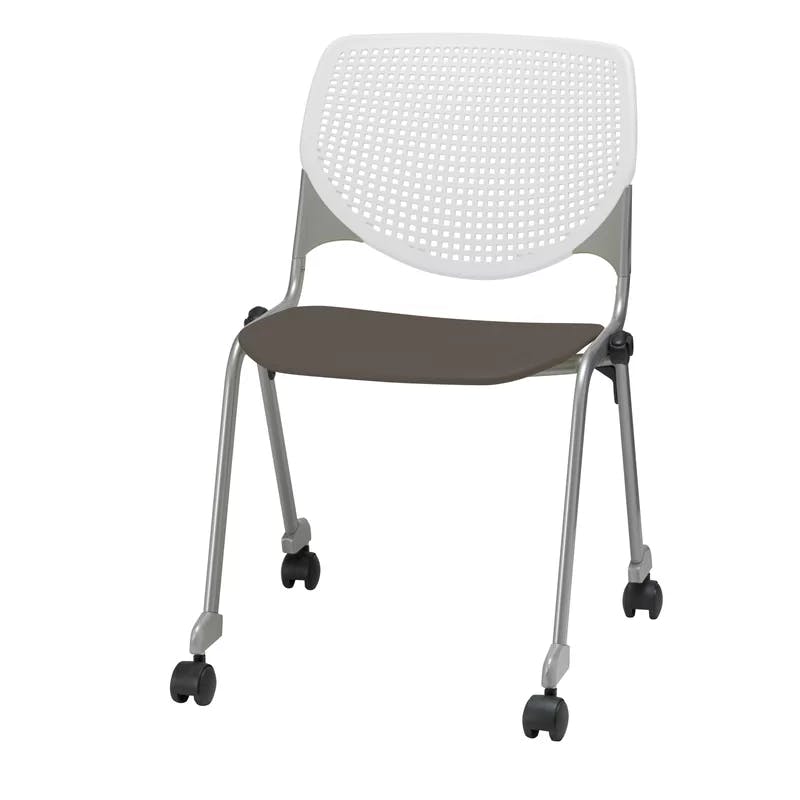 Kool Poly Stackable Chair with Adjustable Arms, Brownstone Metal
