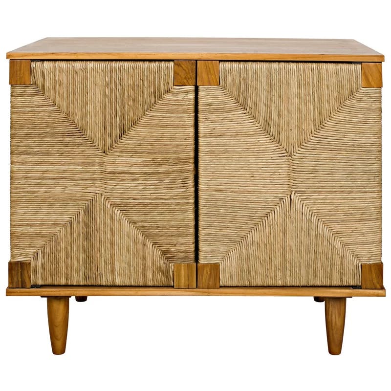 Brook 38'' Teak and Rush Seagrass Sideboard Cabinet