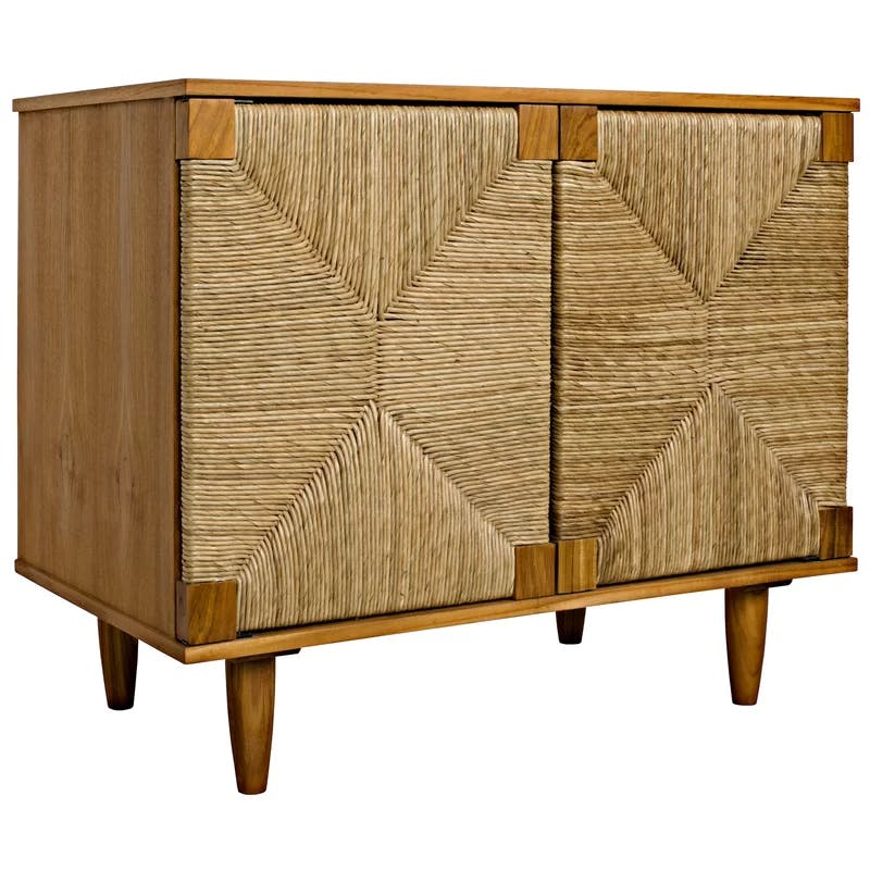 Brook 38'' Teak and Rush Seagrass Sideboard Cabinet