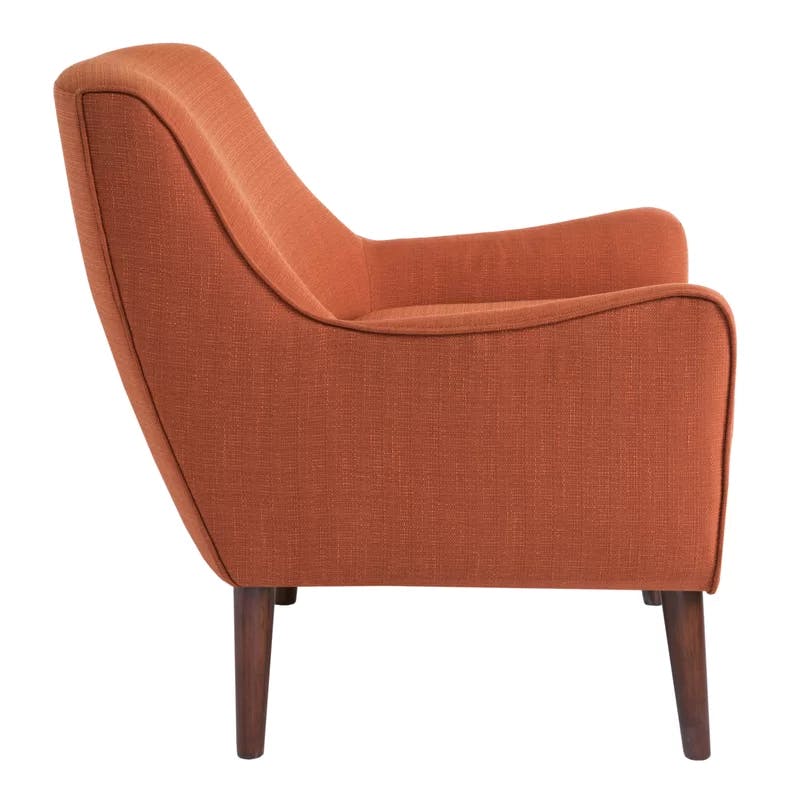 Burnt Orange Mid-Century Wooden Leg Accent Chair