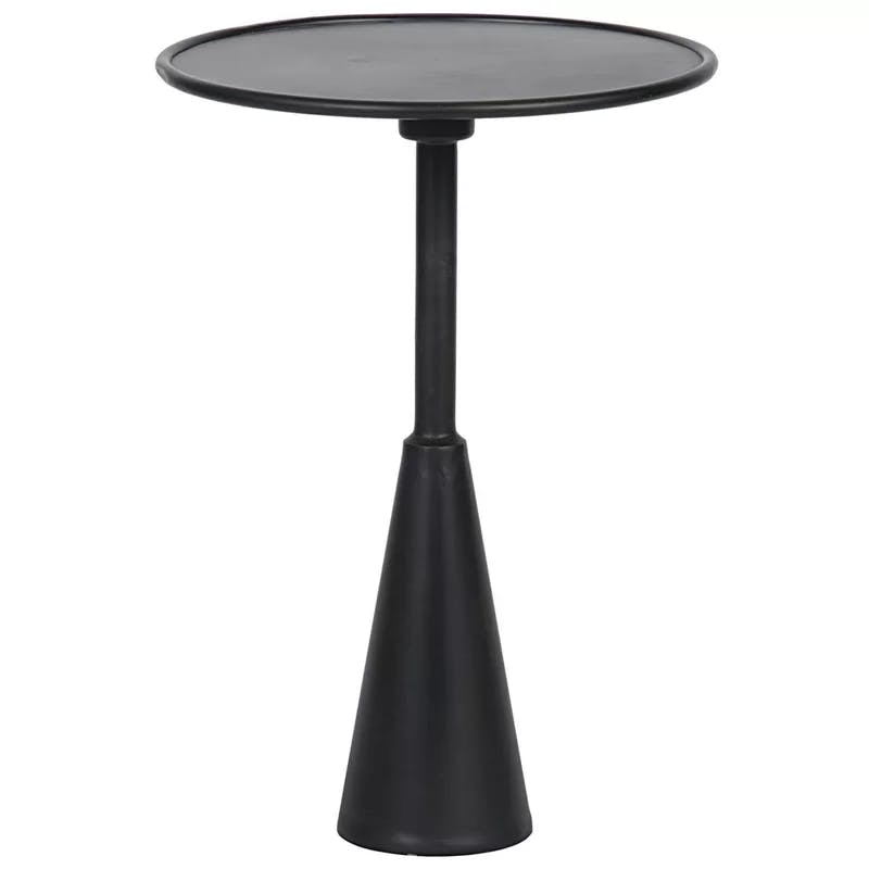 Hiro Black Metal Round Pedestal Side Table 17"
