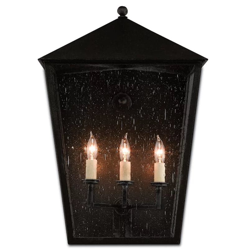 Midnight Elegance Large Black Iron Outdoor Wall Sconce