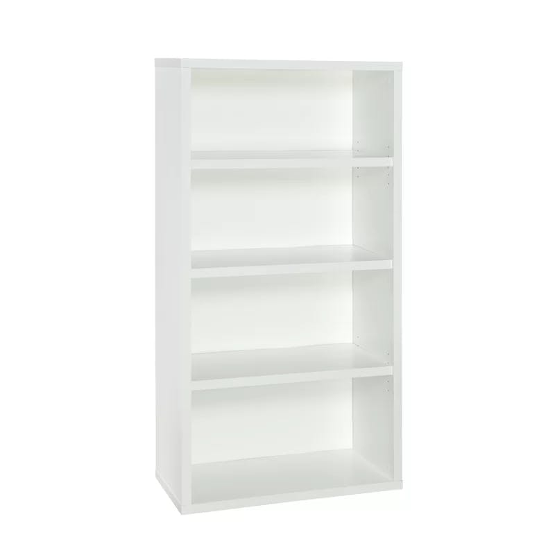 Adjustable White Laminate Wood Bookcase with Cable Management