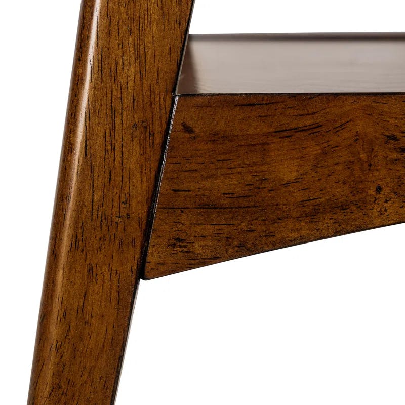 Avenu Mid-Century Off-White and Pecan Square End Table