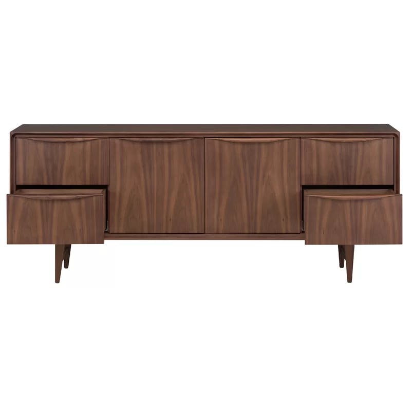 Hartlee Walnut Mid-Century 71'' Sideboard with Soft Close Drawers