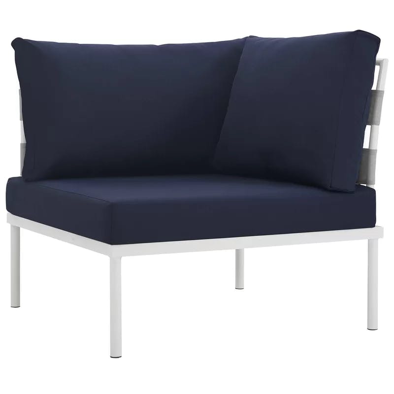 Harmony 6-Piece Gray Navy Sunbrella Aluminum Outdoor Sectional Sofa Set