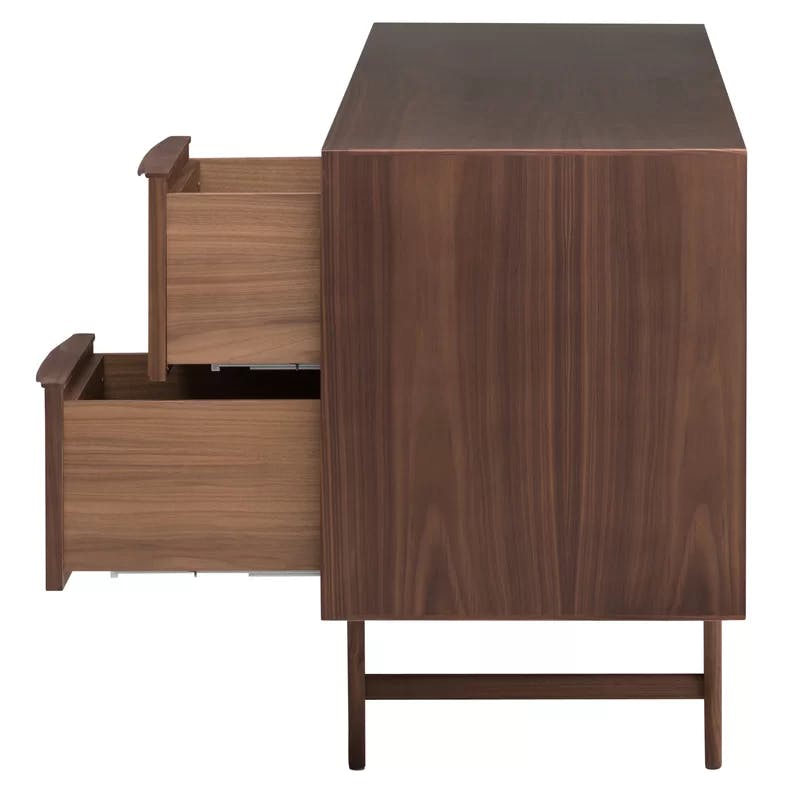 Hartlee Walnut Mid-Century 71'' Sideboard with Soft Close Drawers