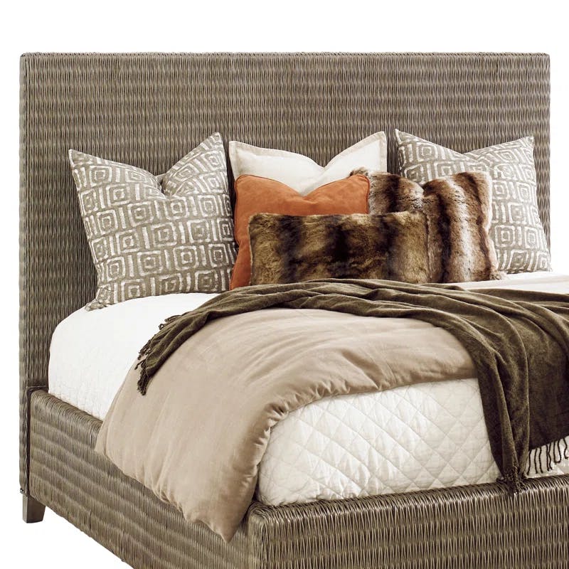 Cypress Point King Metal Headboard with Elongated V-Weave Rattan