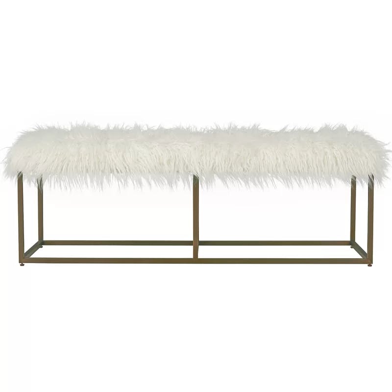 Sophisticated Gold and White 56" Glam Upholstered Bench