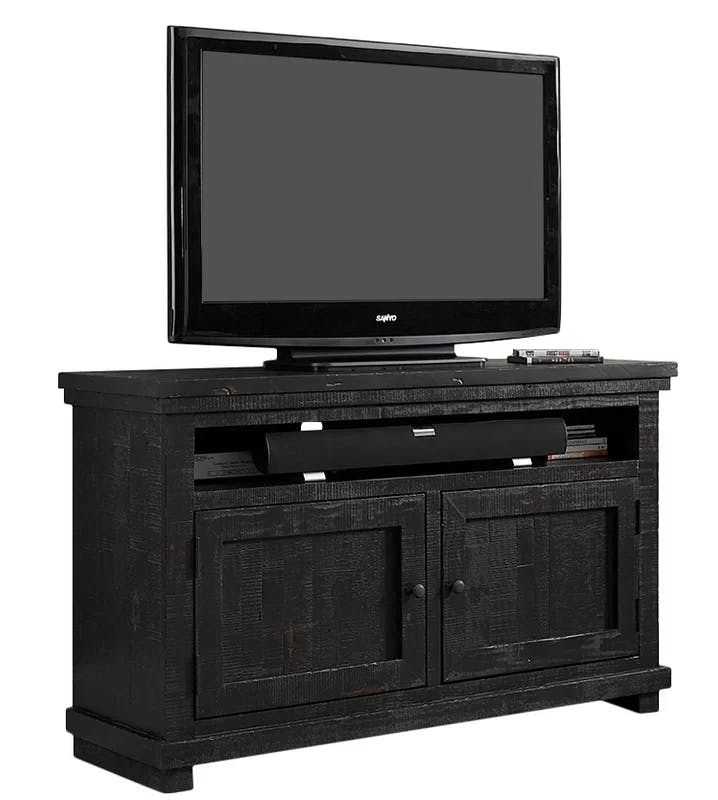 Rustic Salvaged Pine 54'' Black Media Console with Cabinet
