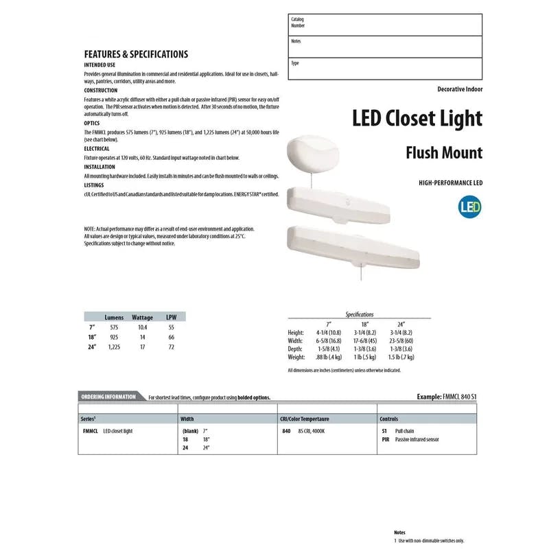 Sleek Elegance 18 in. White Acrylic LED Flush Mount Light, Energy Star