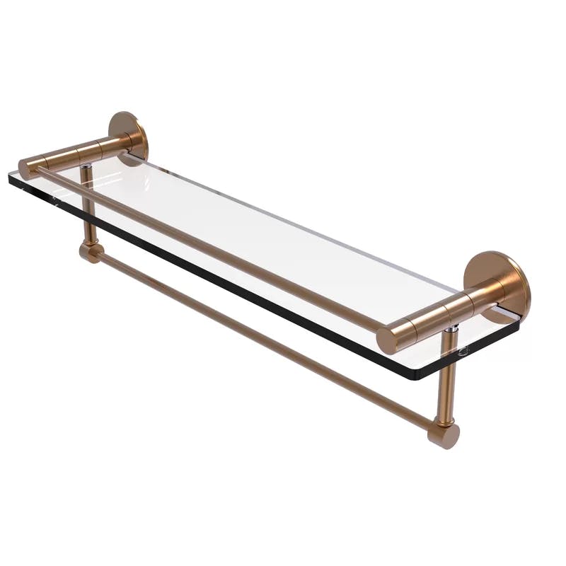 Fresno 22" Brushed Bronze Wall Shelf with Integrated Towel Bar