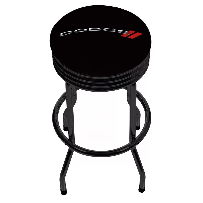 Luxurious Black Swivel 28.5'' Metal Barstool with Foam Padding