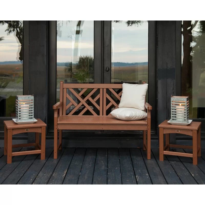 Chippendale Teak-Style 48" Polywood Outdoor Bench