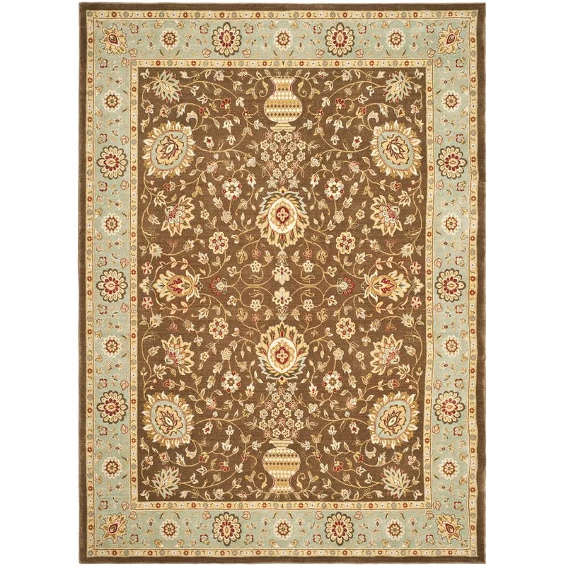 Tuscany Elegance Hand-Knotted Wool Area Rug, Brown/Light Blue, 8' x 11'2"