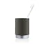 Ara Contemporary Black Polystone and Stainless Steel Toothbrush Holder