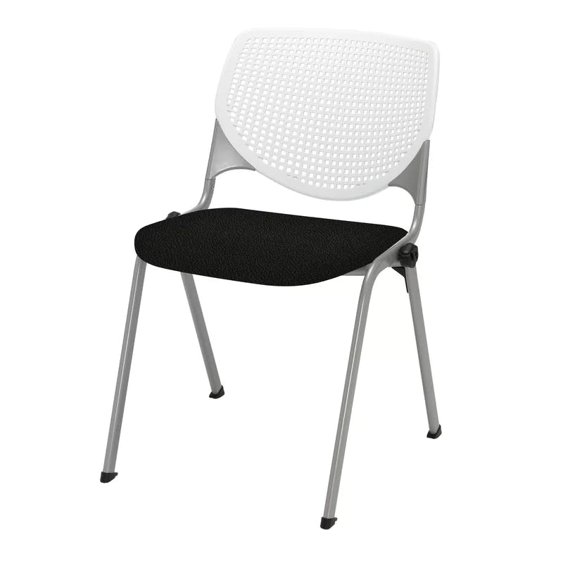 Avocado Tuxedo Stack Chair with Silver Steel Frame and Bead Padding