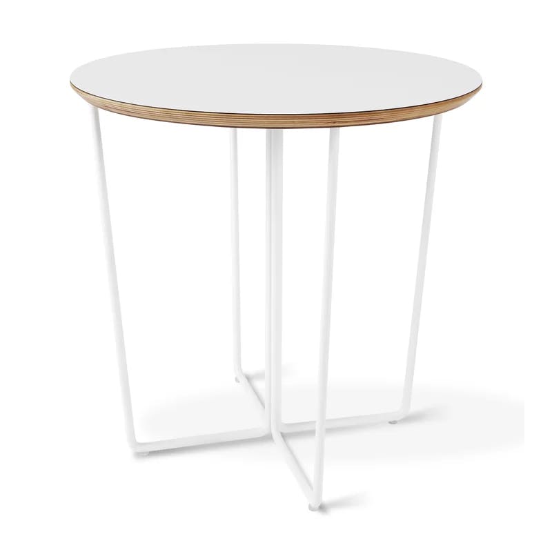 Modern Array Round Wood and Metal End Table