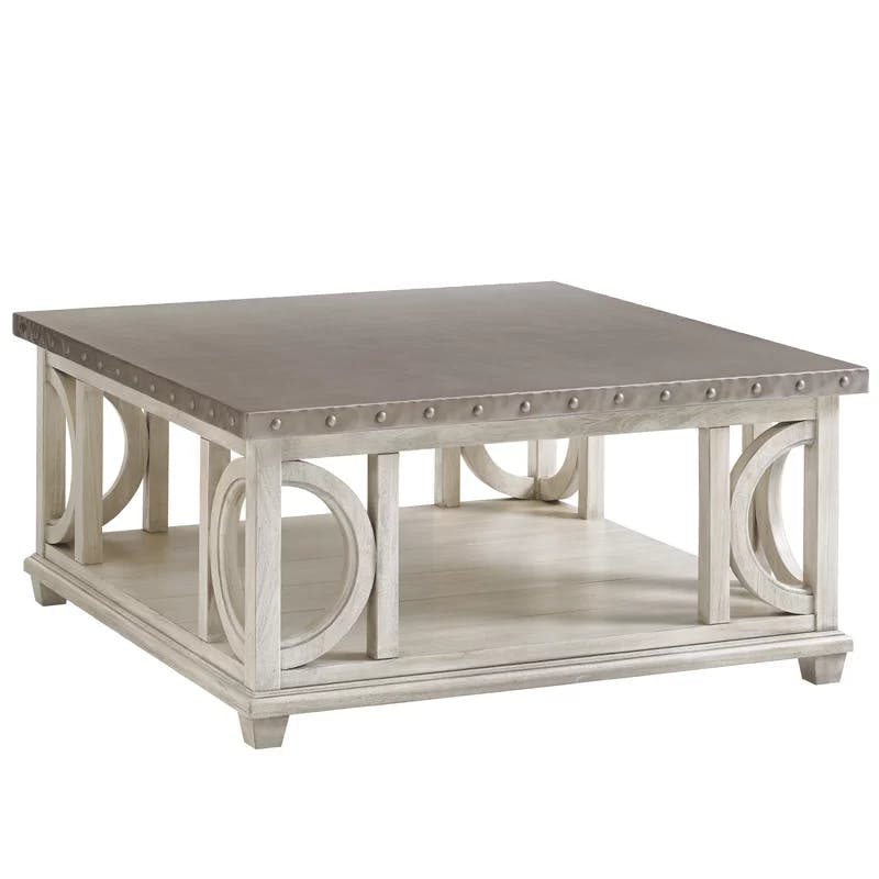 Cream Square Wood Transitional 40" Cocktail Table