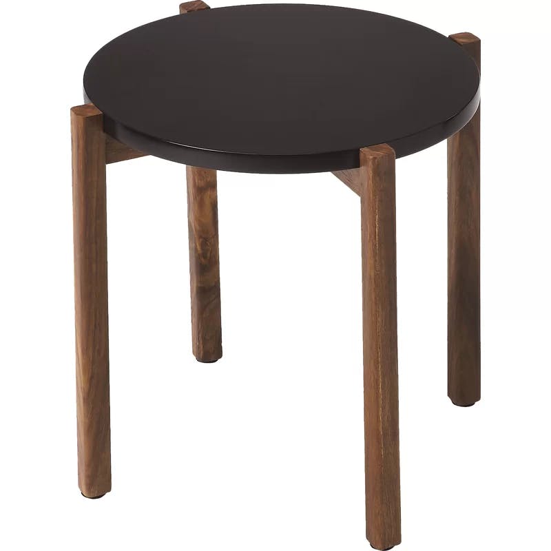 Santino 16" Round Wood & MDF Modern Butler Loft End Table