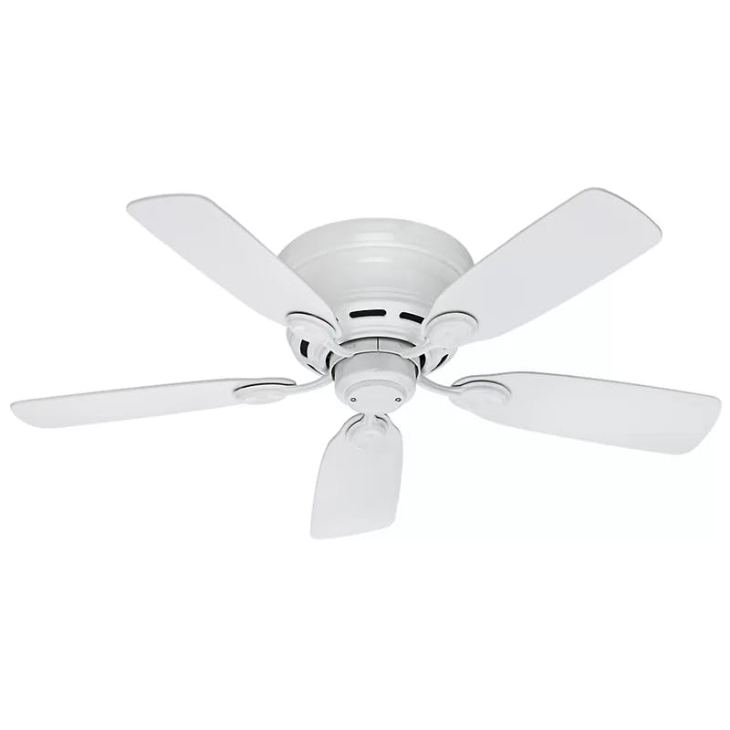 Sleek 42" White and Light Wood Low Profile Indoor Ceiling Fan