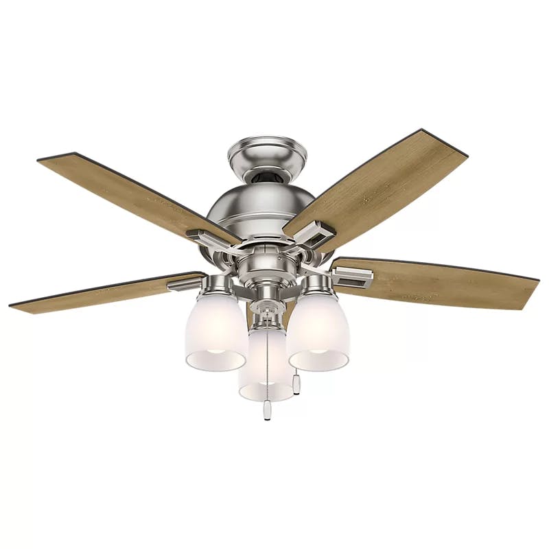 Donegan 44" Brushed Nickel Ceiling Fan with LED Light and Reversible Blades