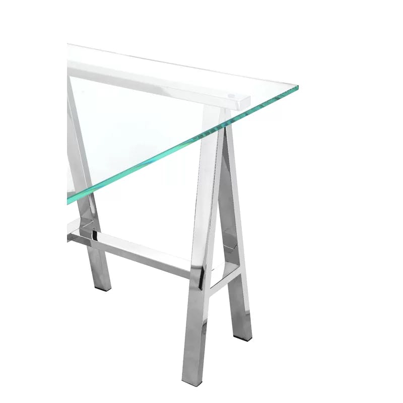 Aurora Clear Tempered Glass 55" Modern Home Office Desk