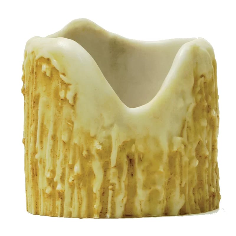 Elegant Ivory Poly Resin Candle Cover with Brass Accents