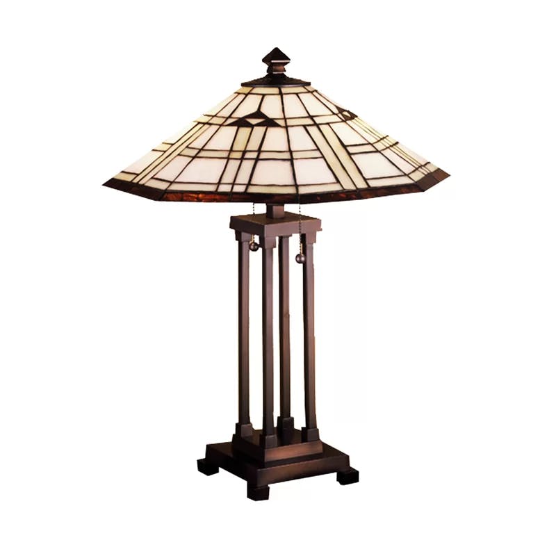 Arrowhead Mission 24" Bronze Table Lamp with Stained Glass Shade