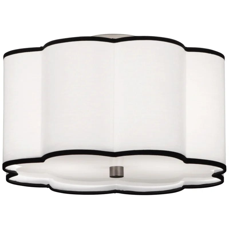 Axis Scalloped Edge 16" Nickel Flush Mount with Fabric Shade