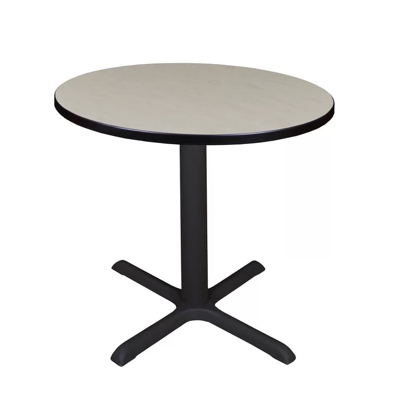 Contemporary 42" Maple Laminate Round Breakroom Table with Metal Base