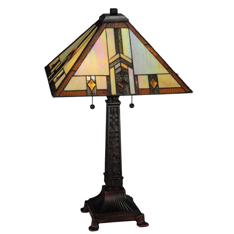 Prairie Wheat Harvest 26" Bronze Stained Glass Table Lamp
