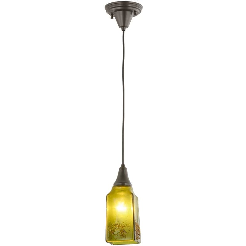 Celadon Green and Amber Drizzled 82'' LED Mini Pendant