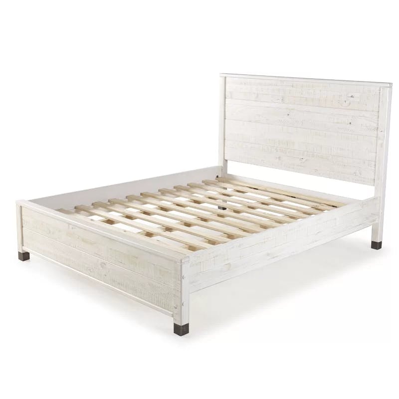 Baja Queen-Sized Rustic Pine Wood Platform Bed with Slatted Foundation