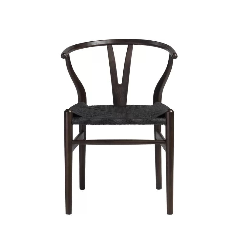 Evelina Walnut & Black Geometric Side Chair Set