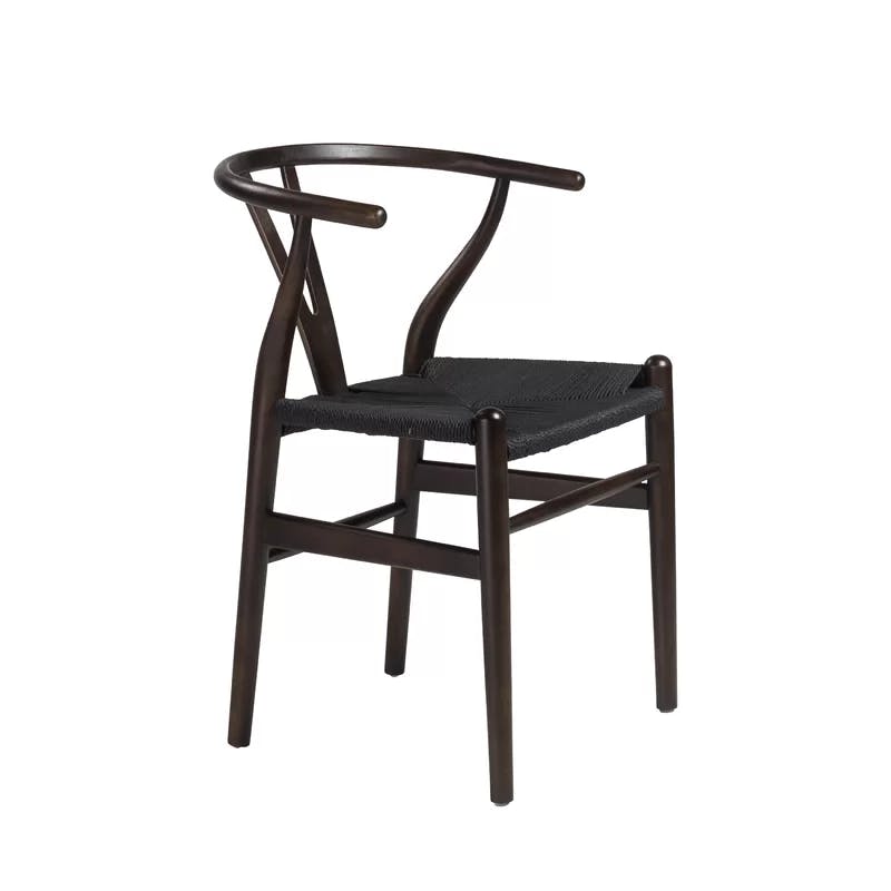 Evelina Walnut & Black Geometric Side Chair Set