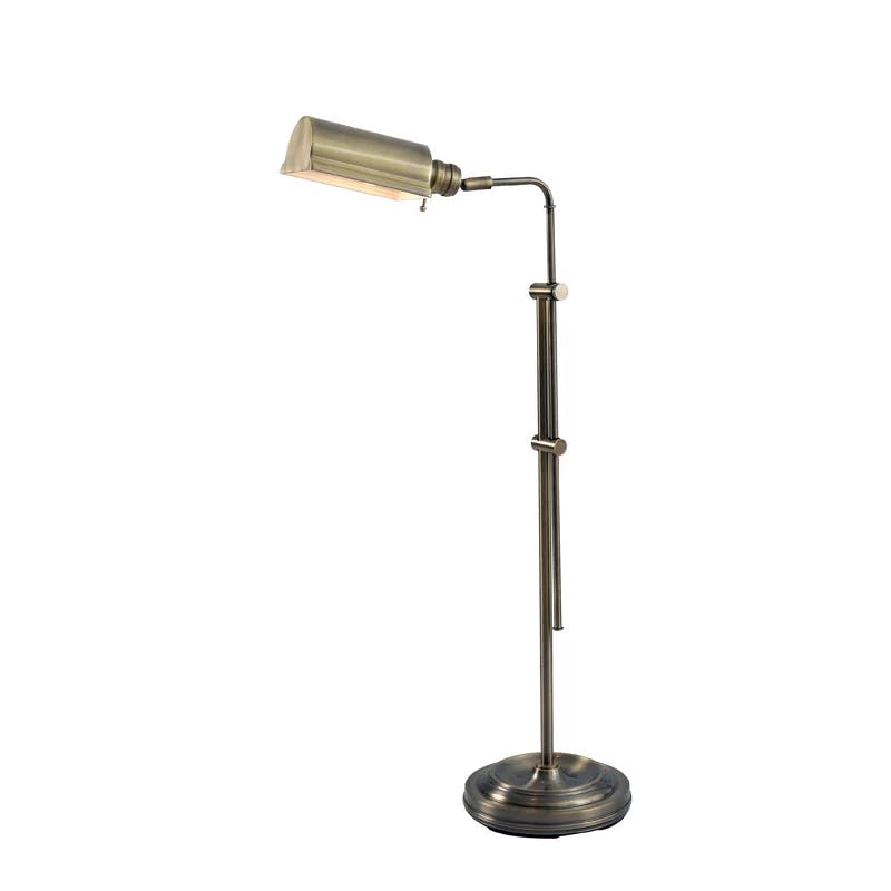 Adjustable Antique Brass Pharmacy Floor Lamp, 46"-57.5"
