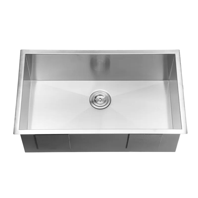 Sleek 34" Satin Finish Drop-in Single Bowl Stainless Steel Kitchen Sink