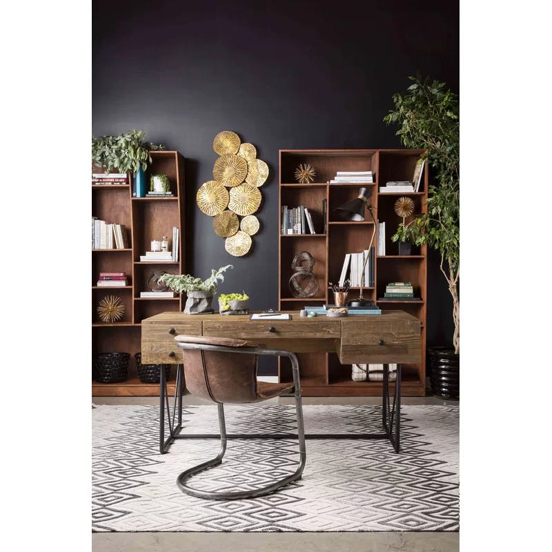 Ceriale Reversible 63'' Brown Reclaimed Pine Home Office Desk