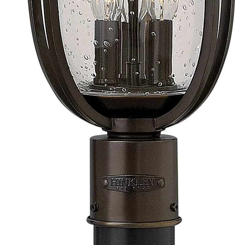 Olde Bronze 3-Light Outdoor Lantern with Clear Seedy Glass