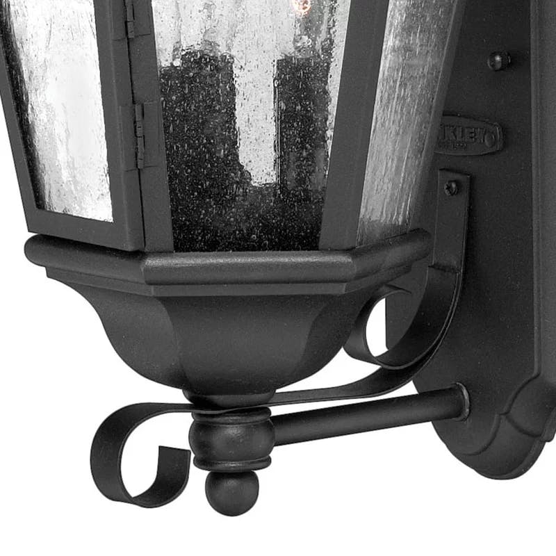 Edgewater Black 3-Light Outdoor Wall Lantern with Clear Seedy Glass