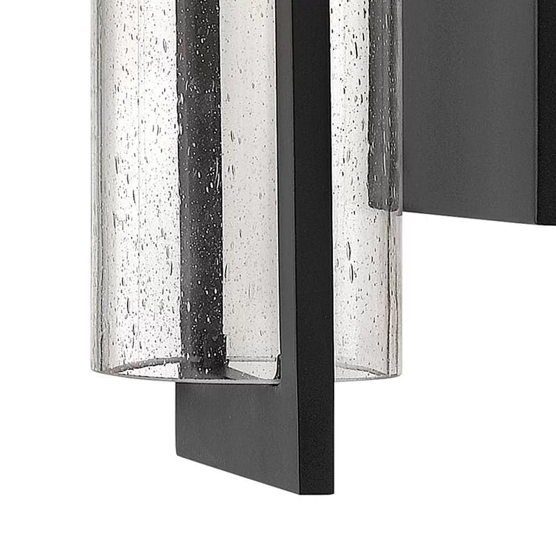 Sleek Black Aluminum LED Wall Light with Clear Seedy Glass